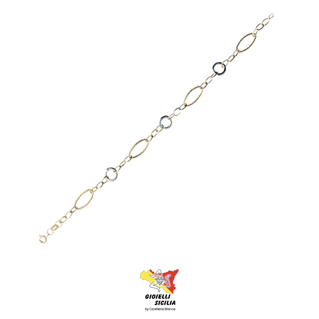 Bracciale Donna in Oro Bianco/Giallo 18 Kt. 750°/oo - Art. 11090