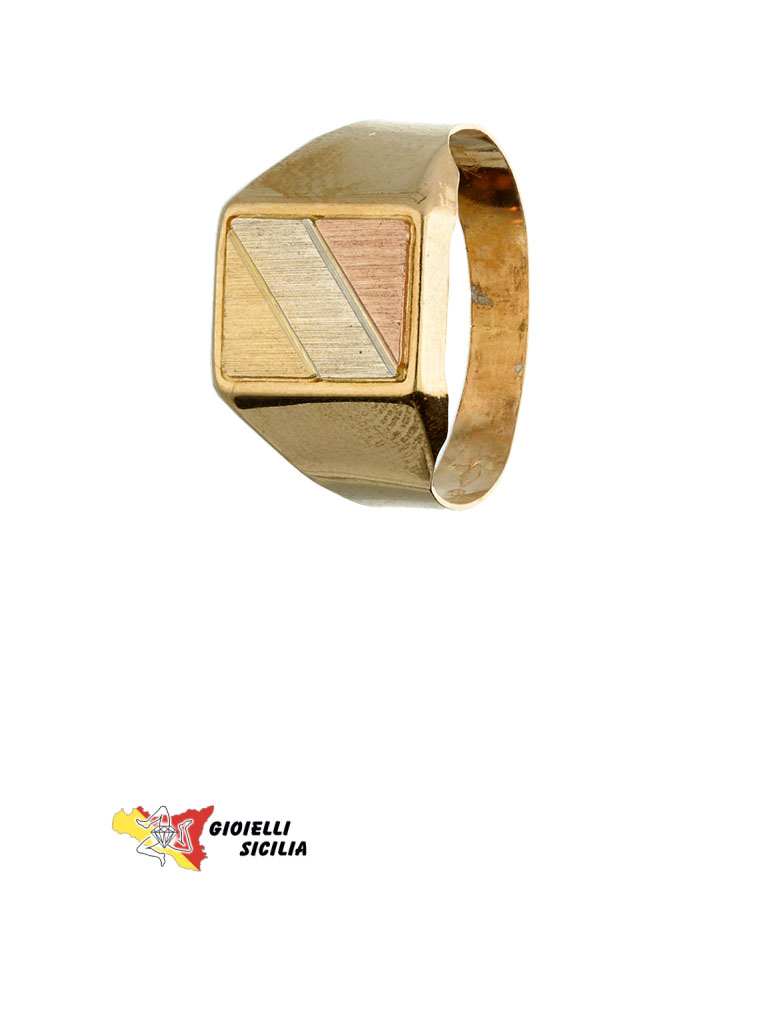 Anello SCUDO Tre Colori in Oro 18 Kt. 750°/oo AV0062-24 - immagine 3