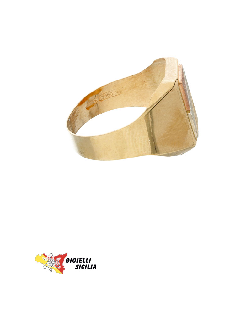 Anello SCUDO Tre Colori in Oro 18 Kt. 750°/oo AV0062-24 - immagine 4