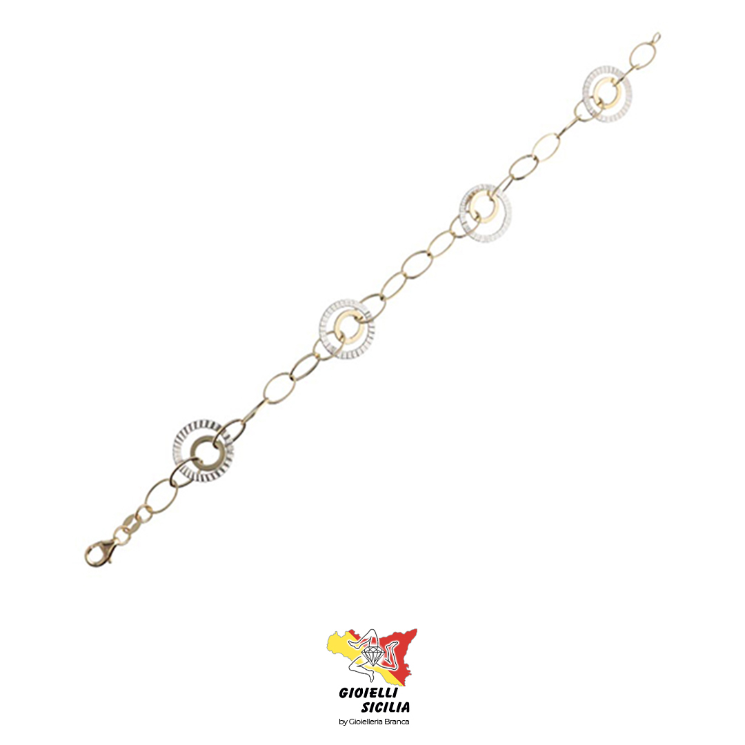Bracciale DONNA in Oro Giallo/Bianco 18 Kt. 750°/oo - Art. TOP3