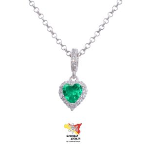 Collana FOGI 925 Donna Heart Verde BDC32/1/2C