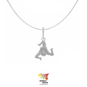 Collana Sicilia Ciondolo Unisex In Acciaio Inossidabile Dorato – Gioiello Simbolo Sicilia, Regalo Originale Per Uomo E Donna