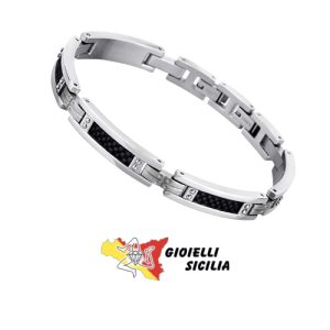 Lotus Bracciale Uomo In Pelle E Acciaio Con Ancora - Modello LS1832 2/1, Colore Nero, Lunghezza 20,5 Cm, Larghezza 2,4 Cm, In Cofanetto