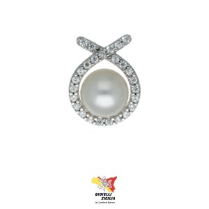 ciondolo perla oro bianco