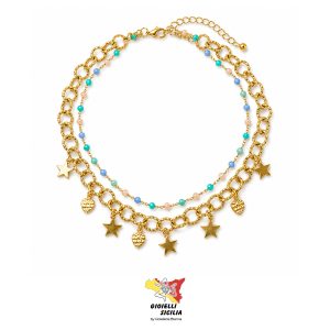 Collana Rossella C Donna in Ottone PVD Oro Giallo - Art. 015COLau
