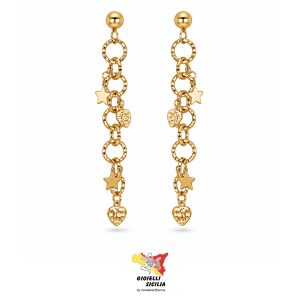 Orecchini Rossella C Donna in Bronzo PVD Oro Giallo - Art. 015ORau
