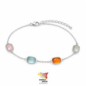 Bracciale Donna BluAmante Bronzo Rodio con Pietre Idrotermali Multicolor - BBRB802AB