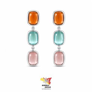 Orecchini Donna BluAmante Bronzo Rodio con Pietre Idrotermali Multicolor - BORB802AB