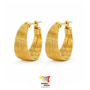Orecchini Donna Moon Argento 925 Dorato Effetto Multifi lo - MOR 899 G