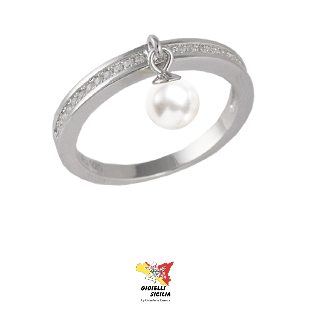 Anello BluAmante in Argento 925 con Perla- Art. BAN075QH-14